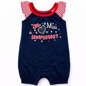 Way to Celebrate Patriotic “Little Miss Independent” Romper 24M Red White Blue